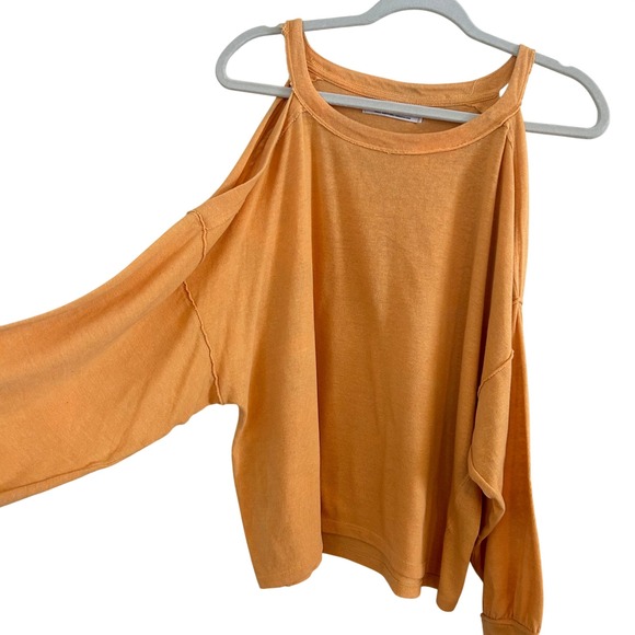 We The Free Free People Tops - Free People We The Free Coastal Cruising Long Sleeve Tee Peach Raw Seam Small